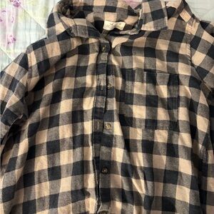 Hollister Black and Cream Plaid Cardigan